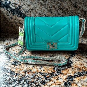 Teal Quilted Crossbody Bag